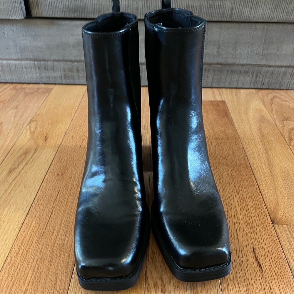H&M Glossy Black Ankle Booties